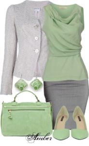Classic style in pistachios and grey shades on FabFashionBlog.com