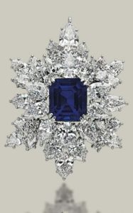 Sapphires and diamonds broosh on FabFashionBlog.com
