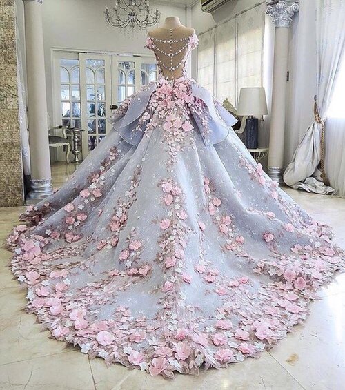 Rose blue wedding gown back on FabFashionBlog.com