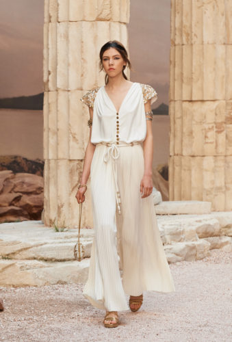 Long milk dress Chanel resort 2018 Greek Goddess