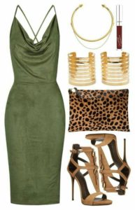 Green event midi dress outfit