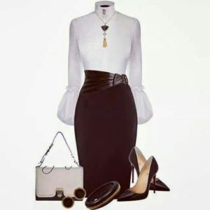 White blouse and pencil skirt outfit