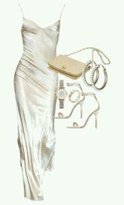 White long silk formal dress outfit