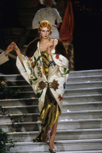 White floral coat John Galliano for Dior 1998