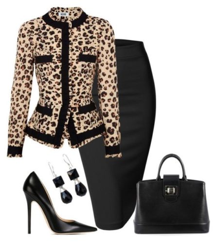 Leopard Jacket and Black Pencil skirt Outfits on FabFashionBlog