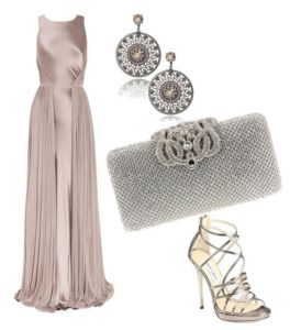 Nude party outfit-silver formal dress