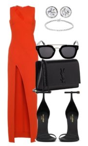 Red formal dress outfit for event