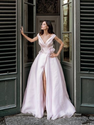 White satin trumpet wedding dress Alessandro Angelozzi Couture Bridal 2020 Collection