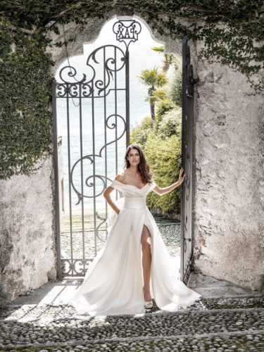 White off shoulder trumpet wedding gown Alessandro Angelozzi Couture Bridal 2020 Collection