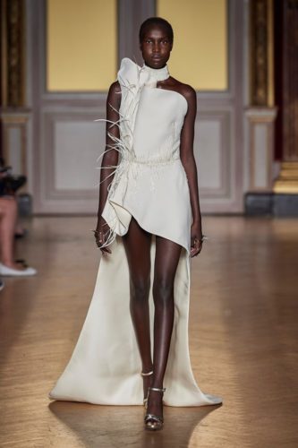 Antonio Grimaldi Fall Winter 2019 Couture crisp white dress