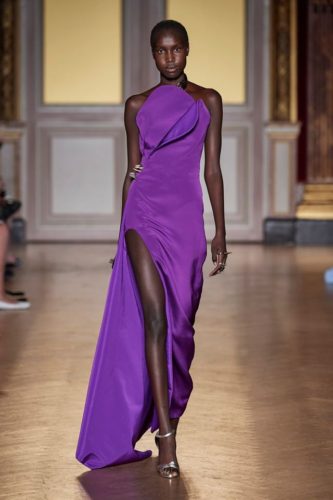 Antonio Grimaldi Fall Winter 2019 Couture violet dress