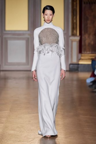 Antonio Grimaldi Fall Winter 2019 Couture white dress with mesh