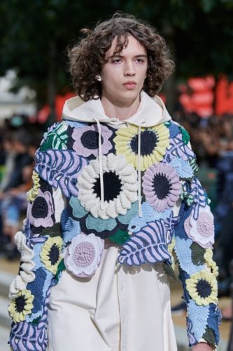 Colorful Easy Crochet flower coat Louis Vuitton Spring 2020 Menswear fashion show