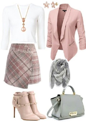 Classy plaid asymmetric skirt Outfit on FasbFashionBlog