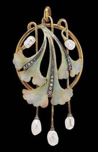 Rene Lalique pearls, diamonds and enamel pedant