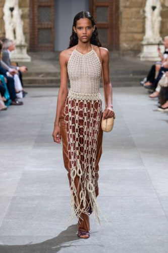 White Crochet long top Salvatore Ferragamo Spring 2020 Menswear Fashion Show