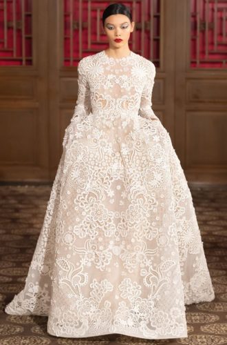 White crisp wedding gown Valentino Haute Couture Collection in Beijing