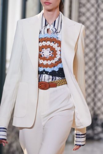 Granny square pattern with White suit Altuzarra Spring 2020 Ready-to-Wear