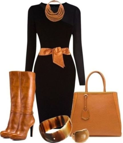 Black classic dress and camel bag Outfit on FabFashionBlog