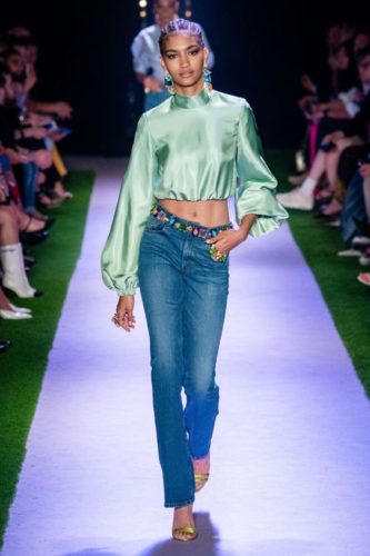 Jeans with silk mint blouse Brandon Maxwell spring 2020 ready-to-wear