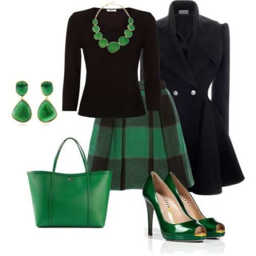 Green Black skirt Outfit on FabFashionBlog