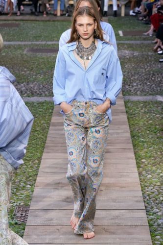 Beige blue paisley pants Etro Spring 2020 Ready-to-Wear