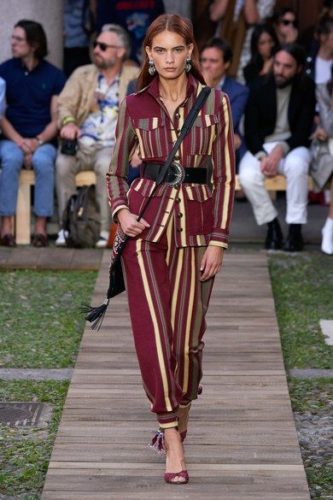 Burgundy beige pants suit Etro Spring 2020 Ready-to-Wear