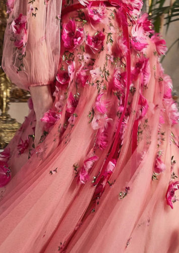 Pink dress with flowers Marchesa Resort 2020