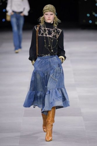 Tiered jeans skirt Celine Spring 2020