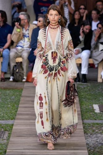 White long dress with indian prints Etro Spring 2020 Ready-to-Wear