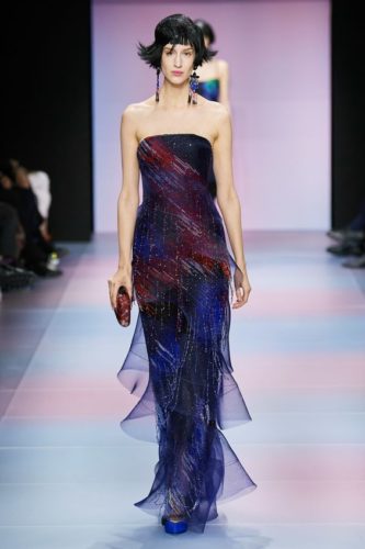 Blue red transparent dress Armani Haute Couture 2020 Spring Summer