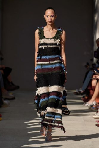 Crochet striped tiered dress Salvatore Ferragamo Spring 2020 Ready-to-Wear