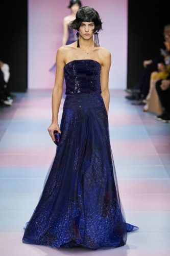 Dark blue beaded dress Armani Haute Couture 2020 Spring Summer