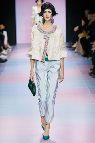 Jacket with ornament and silky pants Armani Haute Couture 2020 Spring Summer