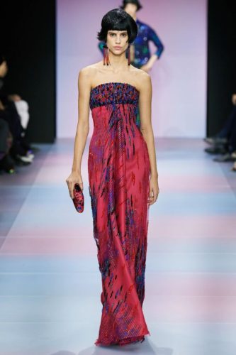 Red blue dress Armani Haute Couture 2020 Spring Summer