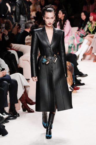 Black leather coat FENDI Fall Winter 2020 Collection