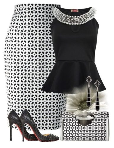 Black and white top and skirt outfit