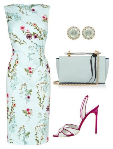 Blue floral sleeveless summer dress outfit