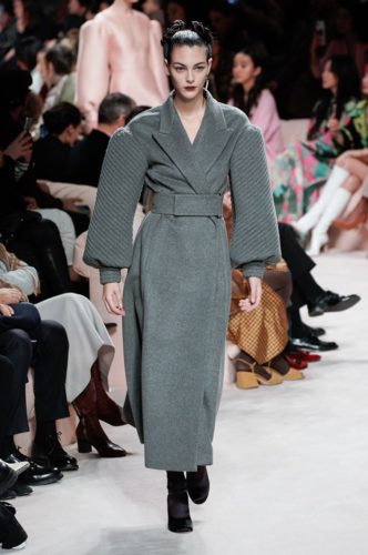 Cashmere grey coat with oversized sleeves FENDI Fall Winter 2020 Collection