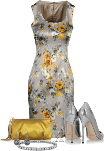 Grey floral summer dress outfit