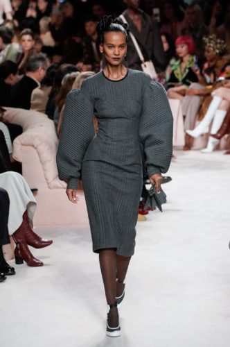 Grey midi dress with oversized sleeves FENDI Fall Winter 2020 Collection