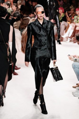 Velvet black skirt suit FENDI Fall Winter 2020 Collection