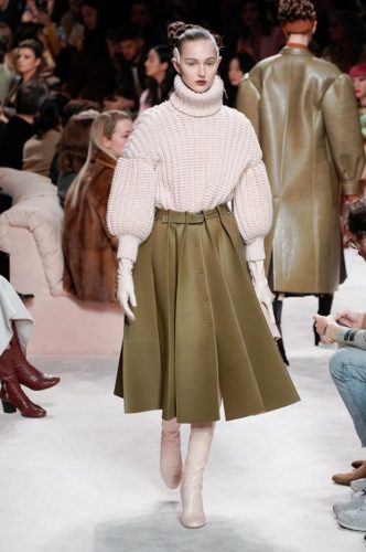 White angora cardigan with oversized sleeves FENDI Fall Winter 2020 Collection