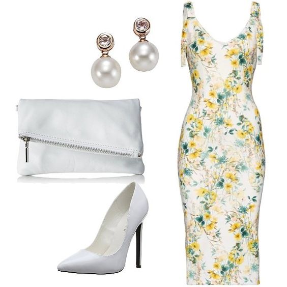 Yellow green white summer dress outfit