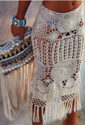 Boho beach crochet skirt