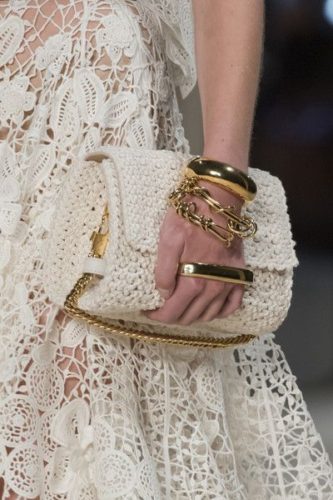 Crochet white bag Alexander McQueen at Paris Fashion Week Spring 2020
