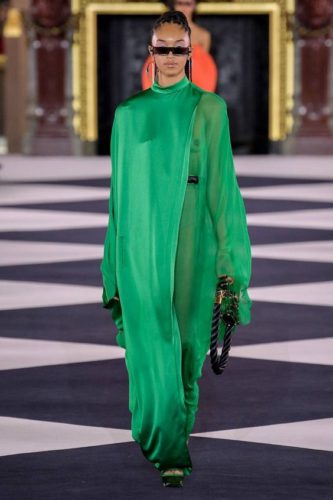 Emerald silk long dress Balmain Spring 2020 RTW collection