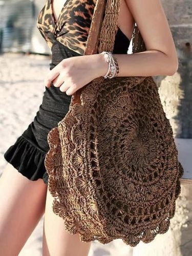 Flower crochet beach bag