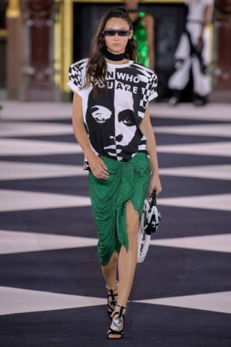 Own who you are top and green skirt Balmain Spring 2020 RTW collection