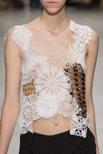 Round crochet pattern top Marco Rambaldi at Milan Fashion Week Spring 2020